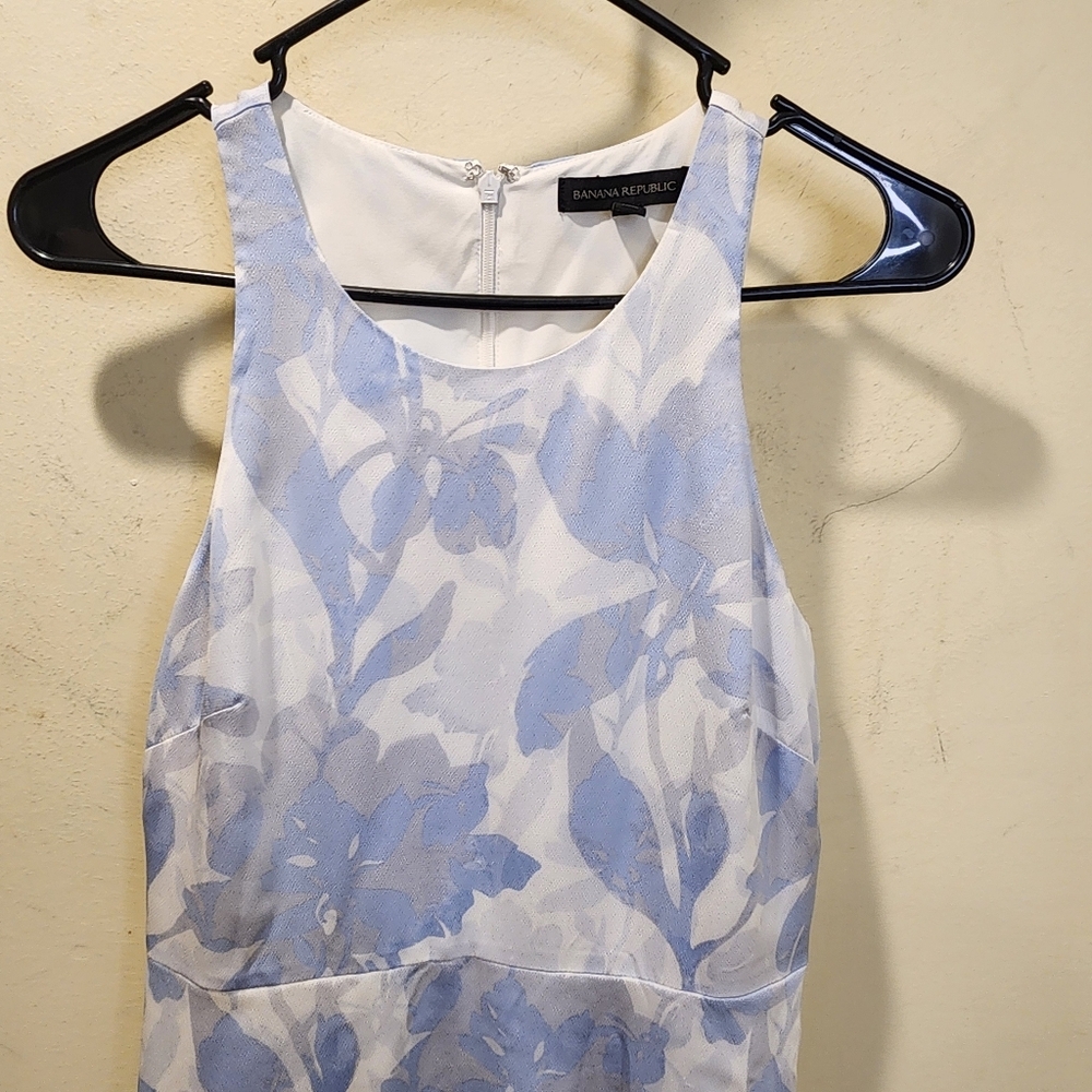 BANANA REPUBLIC Light Blue Lightweight Floral Sleeveless Formal  Dress S - Picture 9 of 11